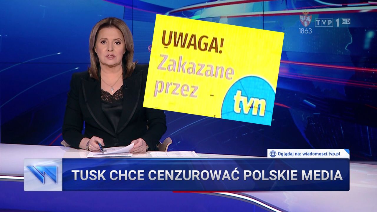 Kuriozalny atak "Wiadomości" na Tuska i TVN. O skandalu z Macierewiczem ani słowa