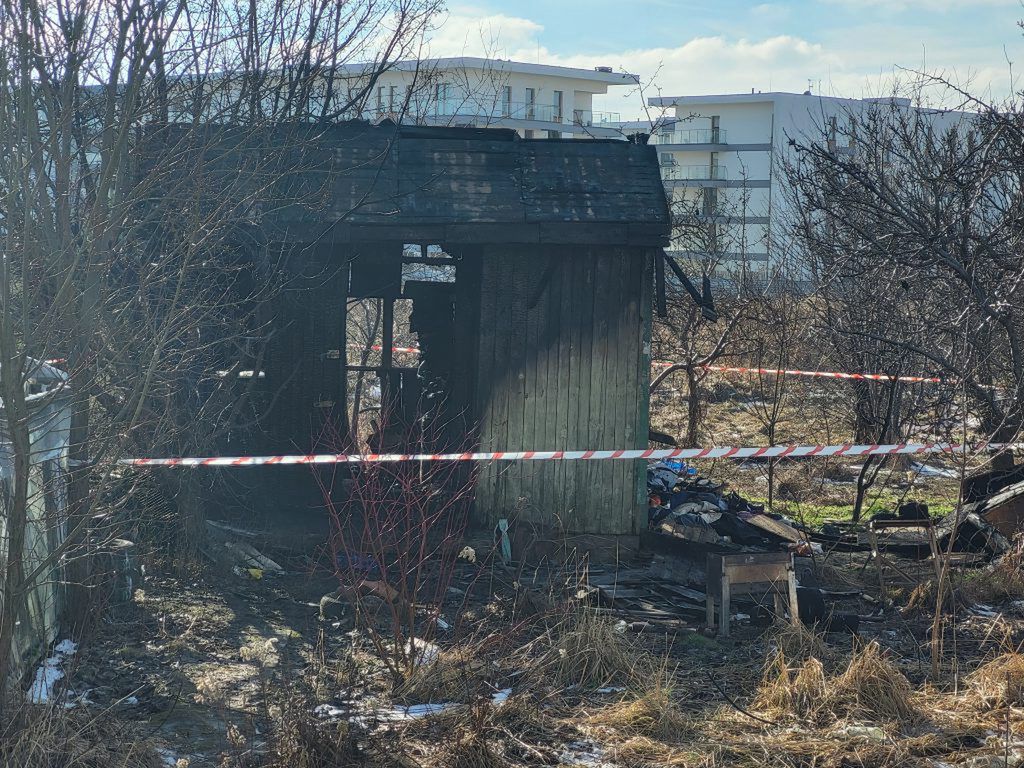 Pożar na terenie ogródków działkowych