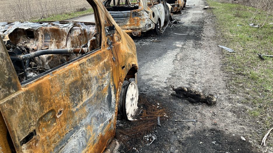 Pozostałości po cywilnej kolumnie ewakuacyjnej, Łypiwka, 04.2022