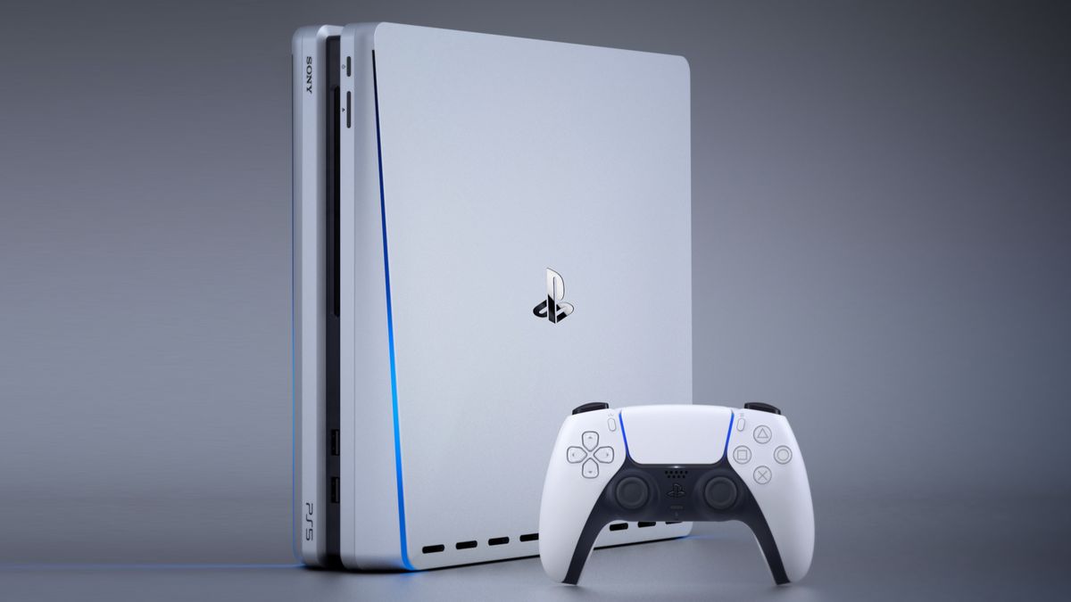 Grafika koncepcyjna PlayStation 5: prawdziwy kontroler DualSense i artystyczna wizja konsoli, fot. Snoreyn/LetsGoDigital