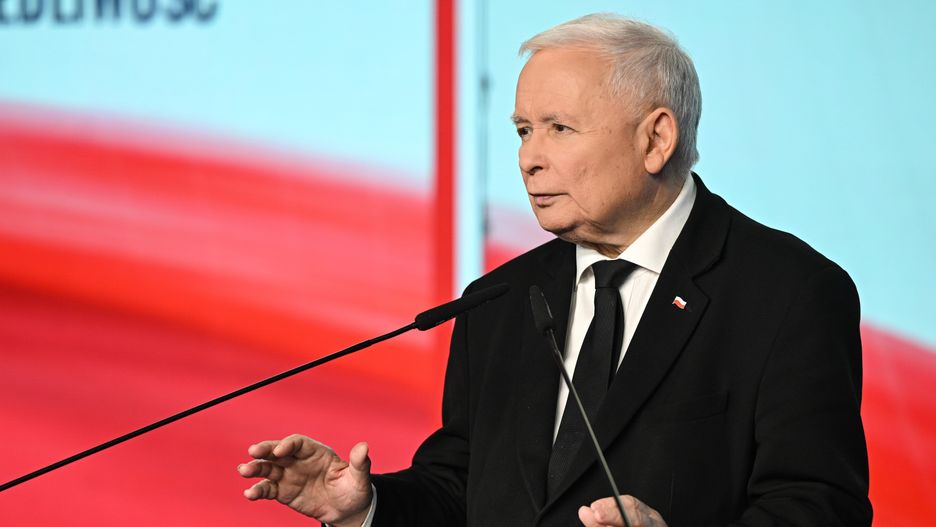 Warszawa, 15.10.2025. Prezes Prawa i Sprawiedliwości Jarosław Kaczyński na konferencji prasowej w siedzibie ugrupowania przy ul. Nowogrodzkiej w Warszawie, 15 bm. (jm) PAP/Radek Pietruszka