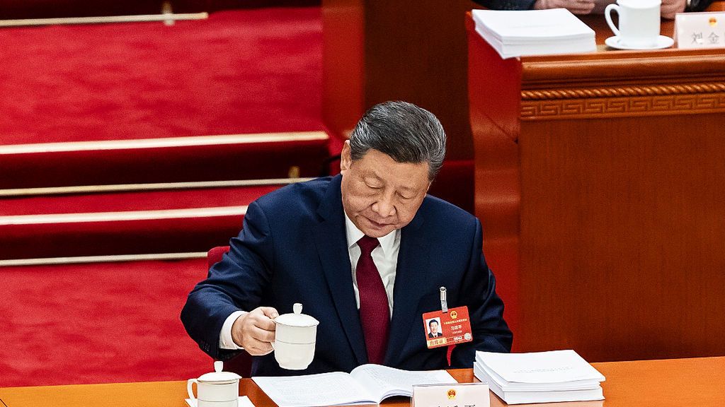 China's National People's Congress Opens in Beijing
Xi Jinping, China's president, attends the opening session of the National People's Congress at the Great Hall of People in Beijing, China, on Thursday, March 5, 2026. China set its most modest growth target since 1991, in a tacit acknowledgment that the model powering the country's rapid rise for the past four decades is showing strains. Photographer: Qilai Shen/Bloomberg via Getty Images
Bloomberg
chinese, npc, east asian, bric countries, china natl people's congress npc, china, two sessions, lianghui