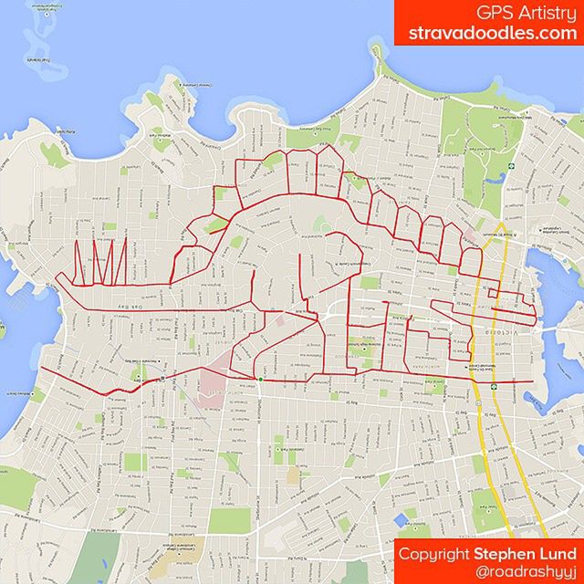Artysta maluje obrazy na mapach GPS przy pomocy roweru i aplikacji mobilnej