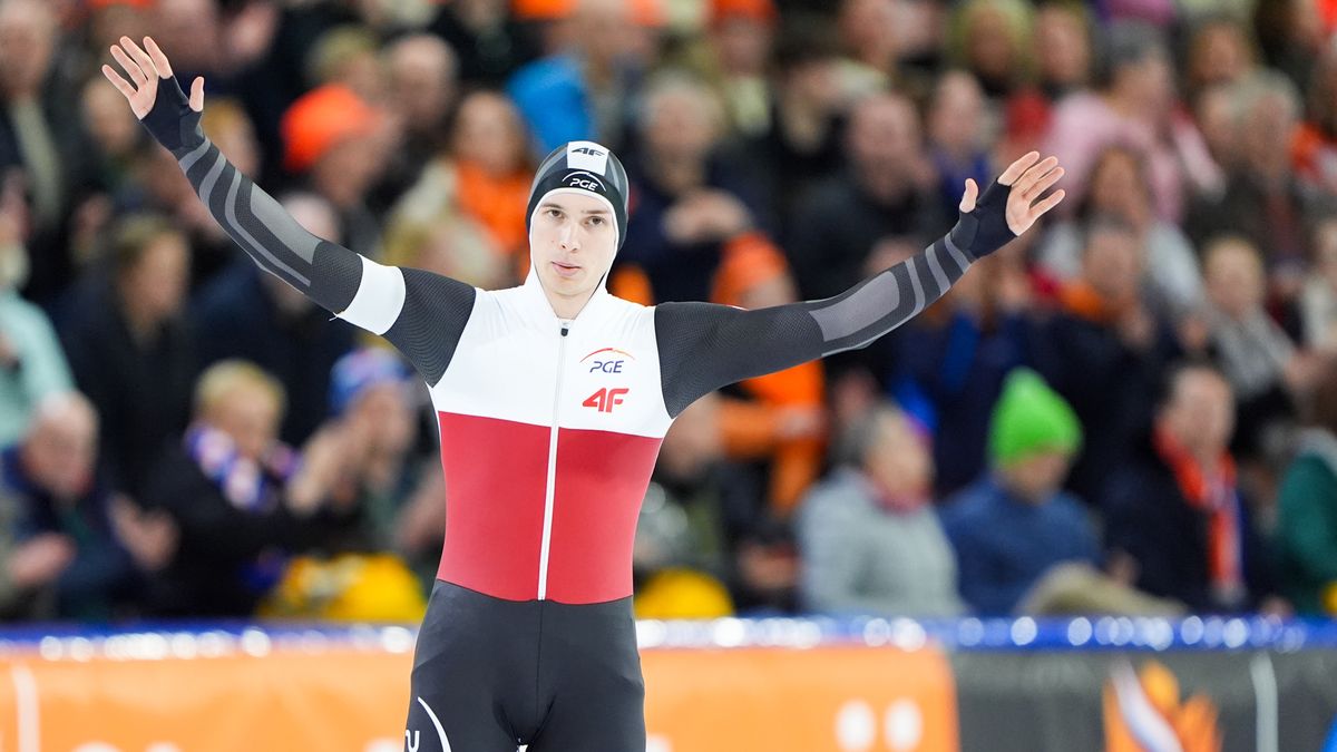 HEERENVEEN, NETHERLANDS - FEBRUARY 28: Marek Kania of Poland during the ISU World Cup Speed Skating 6 at the Thialf on February 28, 2025 in Heerenveen, Netherlands  (Photo by Andre Weening/BSR Agency\Getty Images)