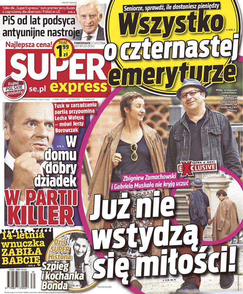 Okładka "Super Expressu", na której Zamachowski i Muskała trzymają się za ręce