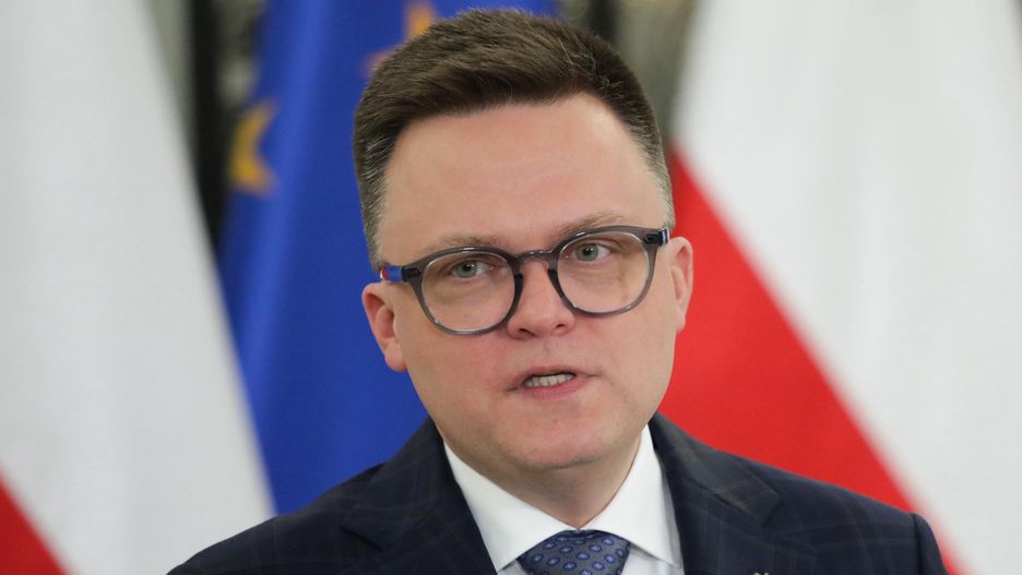 Marszałek Sejmu Szymon Hołownia podczas konferencji prasowej w Sejmie, Warszawa, 05.12.2023 r.