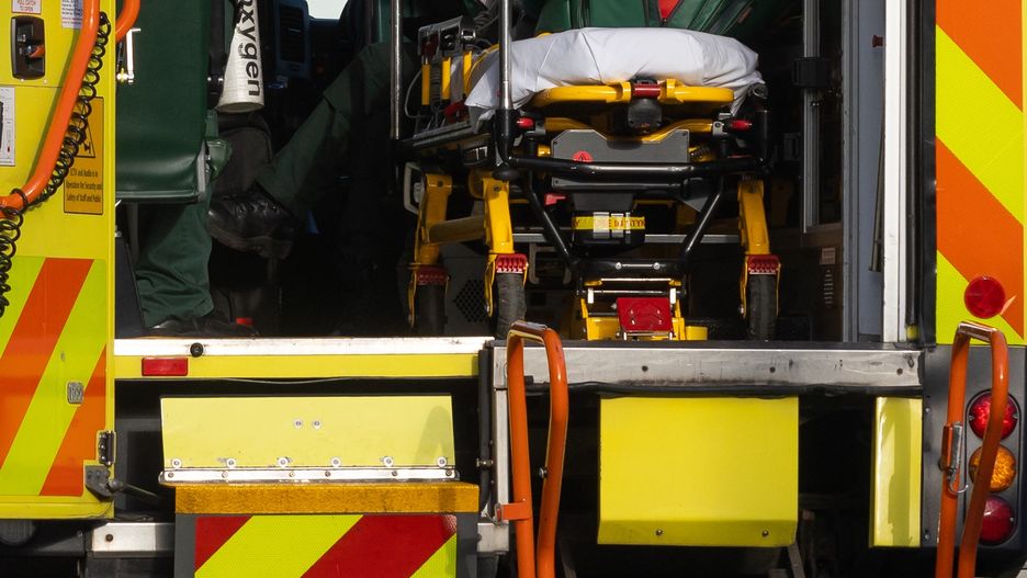LONDON, UNITED KINGDOM - 2022/01/05: London service ambulance seen parked outside St Thomas Hospital.NHS Trusts across England have declared a critical incident as a result of increasing covid 19 hospitalizations. (Photo by Tejas Sandhy/SOPA Images/LightRocket via Getty Images)