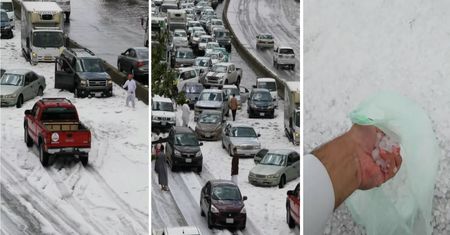 Śnieg i grad w Arabii Saudyjskiej. O tej porze roku zazwyczaj jest tam 20-30 stopni