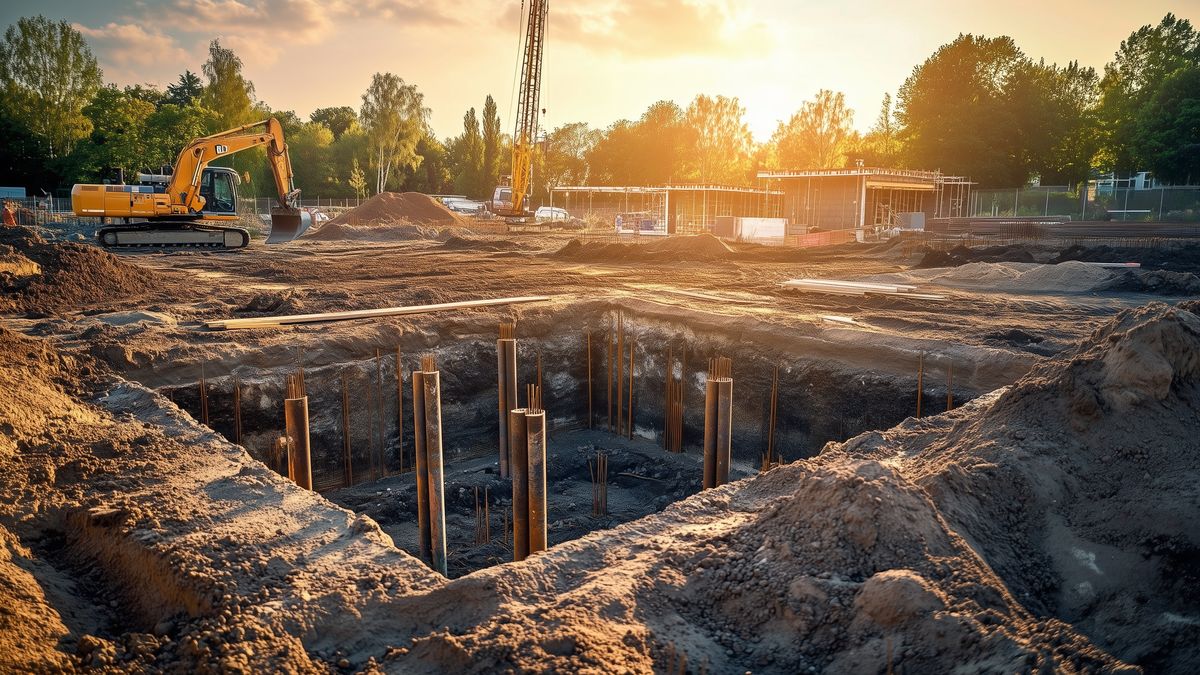 fundamenty, plac, budowy, maszyny, wyposażenie, ziemia, budowa, konstrukcja, roboty, ziemne, projekt, wznoszenie, prace, budowlane, miejsce, inżynieria, ekipa, robotnicy, beton, rusztowania, plac budowy, teren, infrastruktura, roboty ziemne, stanowisko, rozwój, budynek, betoniarka, pojazdy, plan, prace ziemne