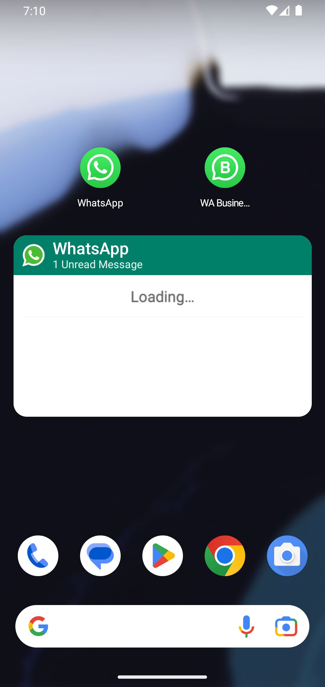 Uszkodzony widżet w WhatsAppie