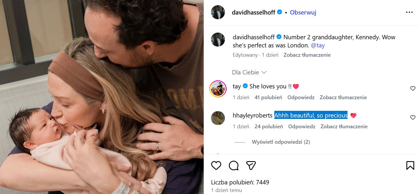 David Hasselhoff po raz drugi został dziadkiem 
