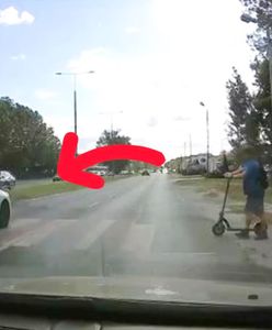 Wszedł na pasy z hulajnogą. Kierowcy nawet się nie zatrzymali