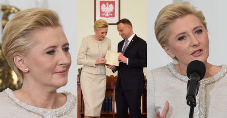 Agata Duda w garsonce z perłami zachęca do czytania "Przedwiośnia" (ZDJĘCIA)