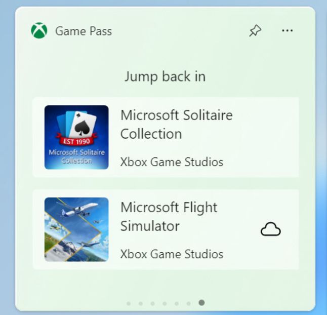 Kafelek Xbox Game Pass wśród widżetów Windowsa 11