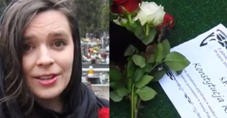 Działaczka Nowoczesnej urządziła "pogrzeb Konstytucji": "Umarłaś przez głupotę małych ludzi! Miałaś dopiero 19 lat"