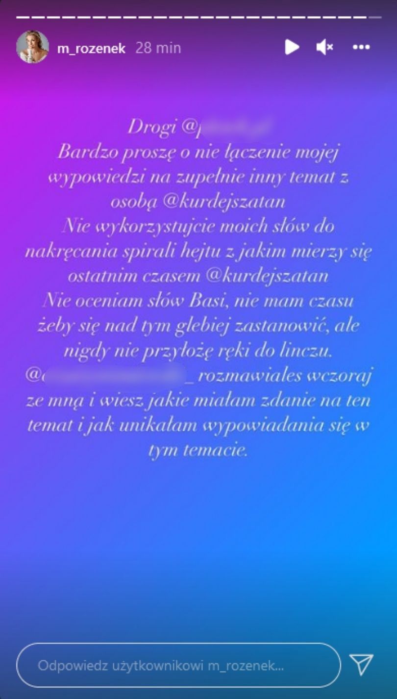Małgorzata Rozenek komentuje aferę z Barbarą Kurdej-Szatan