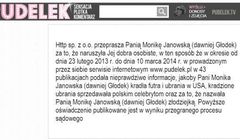 Pudelek.pl zaczął przepraszać Monikę Janowską na stronie głównej