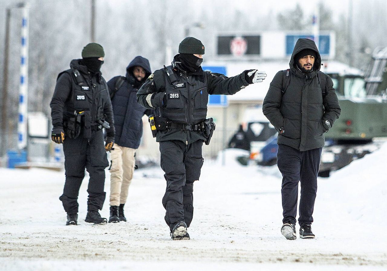 NATO barbed wire. In response to migrant attacks, barricades are hastily assembled