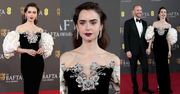 BAFTA 2024. Posągowa Lily Collins pozuje z mężem na czerwonym dywanie (ZDJĘCIA)