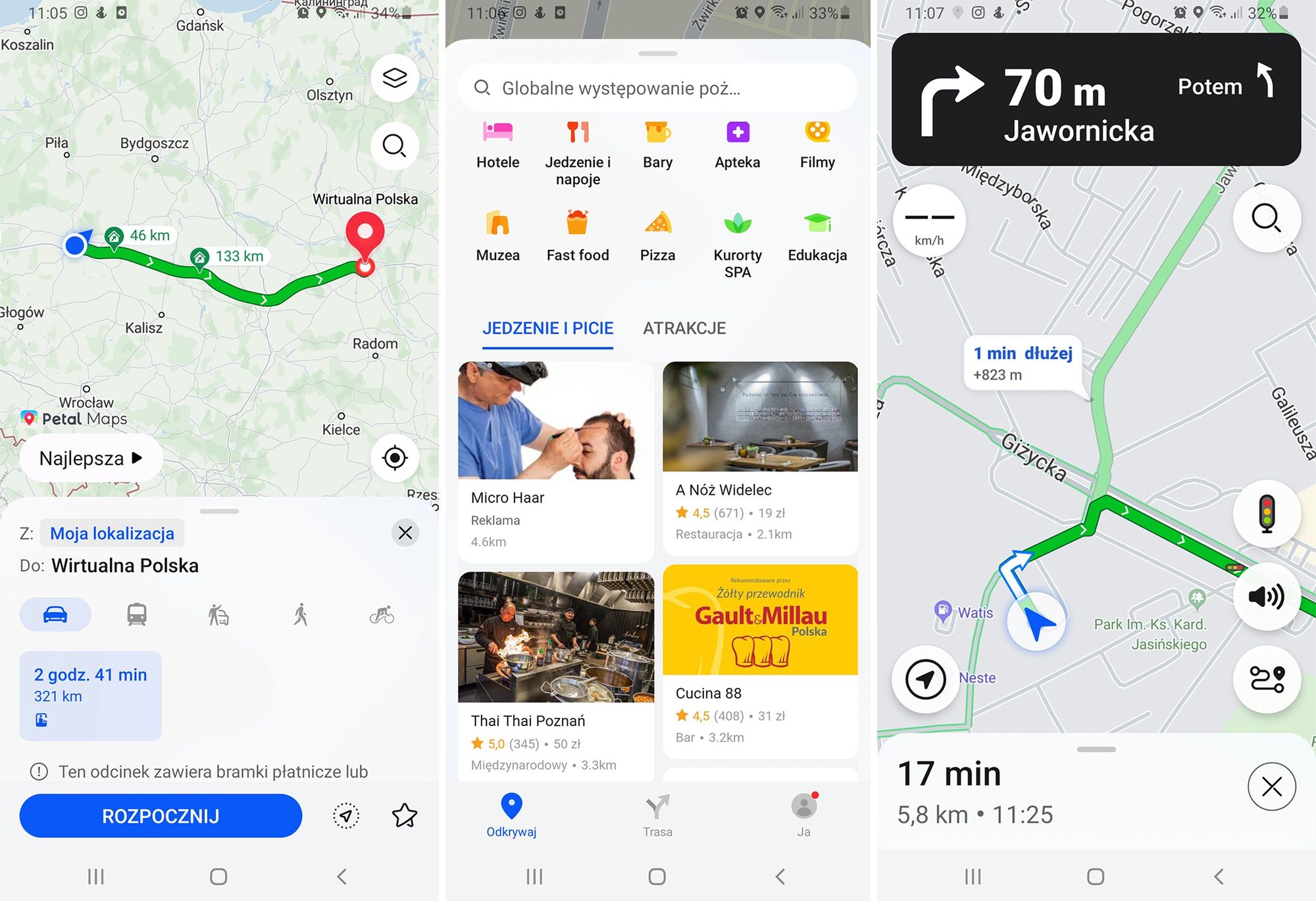 W Mapach Petal, możesz śledzić przebieg  przejazdu taksówki