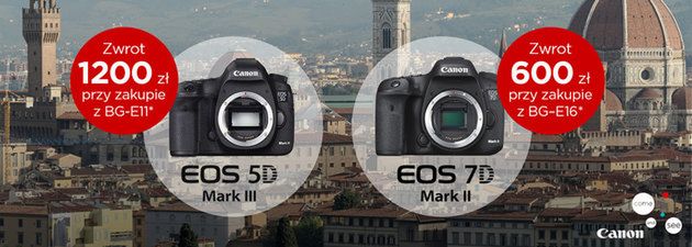 Canon 7D Mark II, 5D Mark III i gripy w promocji cashback. Można zaoszczędzić do 1200 zł 2