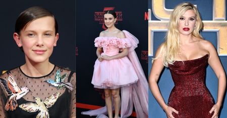 Od falban i kwiatków do głębokich dekoltów i prześwitów. Oto drastyczna ewolucja stylu Millie Bobby Brown