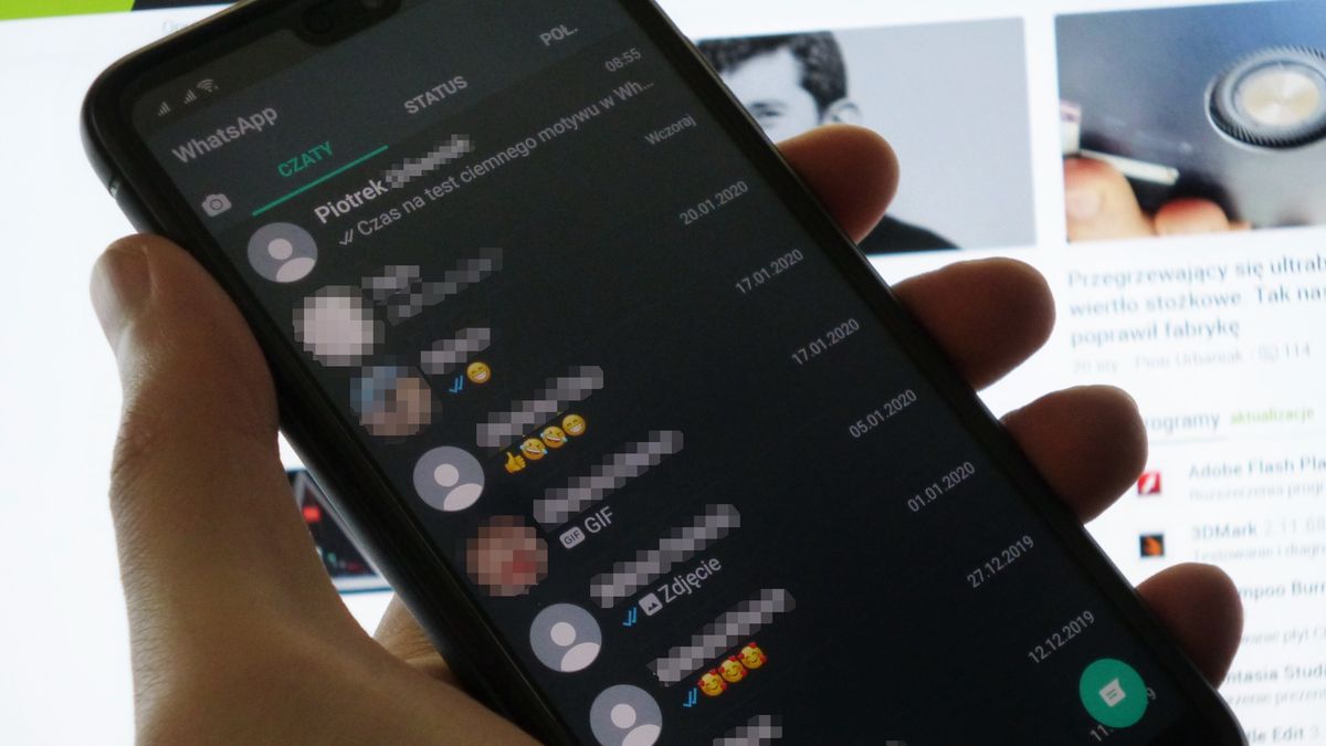 WhatsApp beta na Androida dostał ciemny motyw, fot. Oskar Ziomek