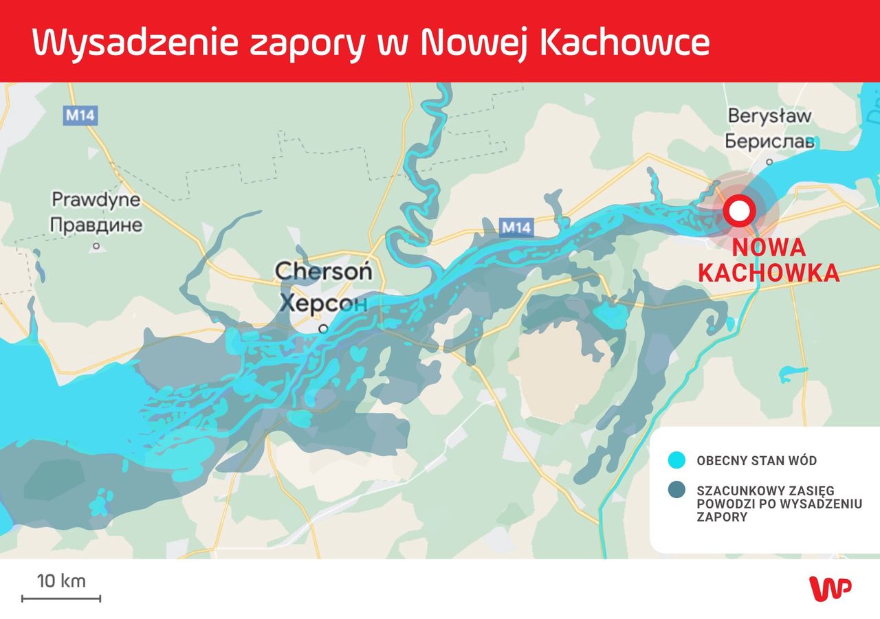 Nowa Kachowka. Zapora została wysadzona - kilkadziesiąt miejscowości jest zagorżonych