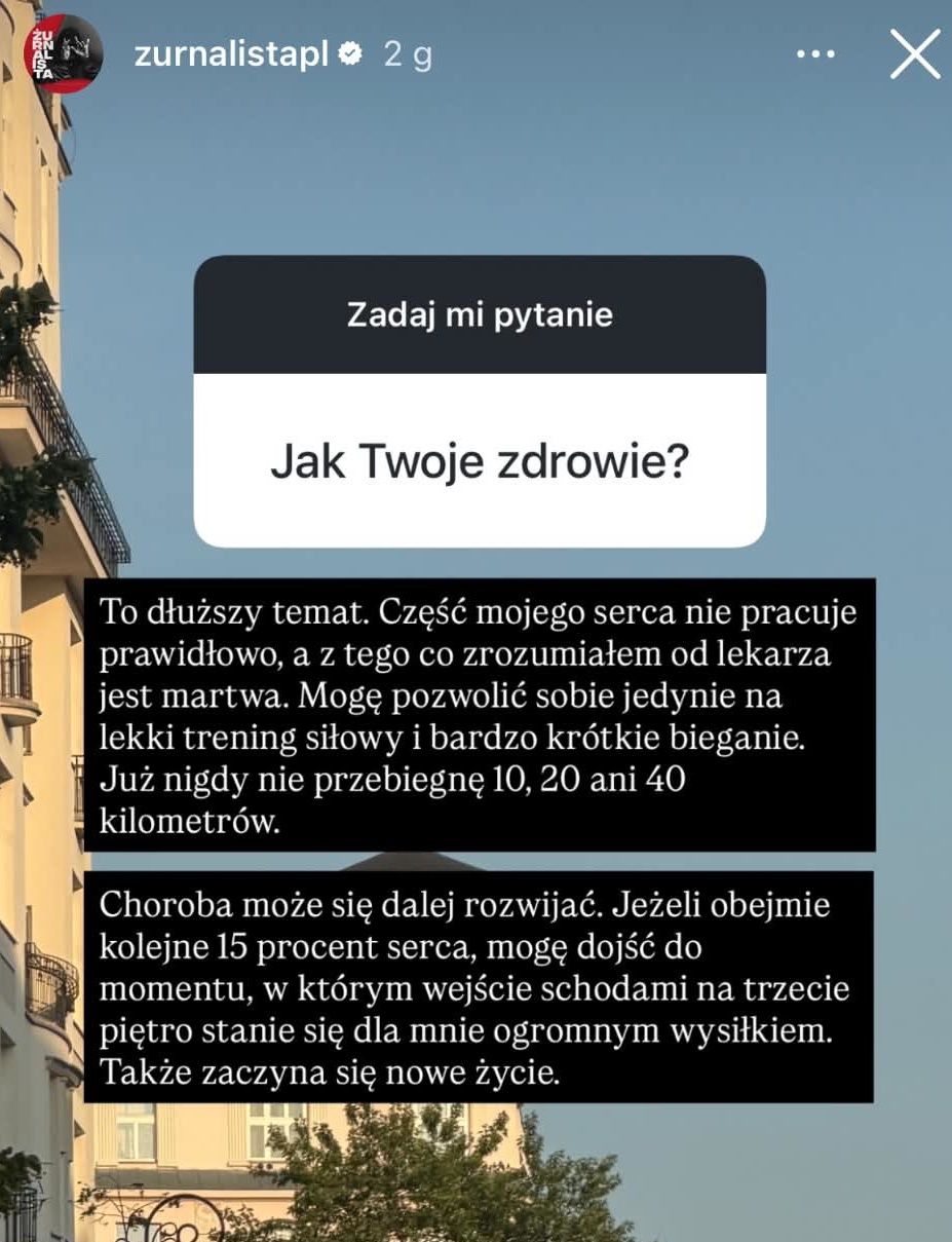 Wpis Żurnalisty na Instagramie