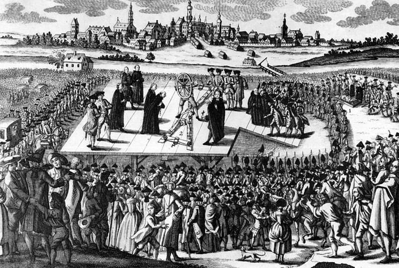 W niektórych miejscach łamanie kołem jako metoda egzekucji było w użyciu jeszcze w XVIII wieku.