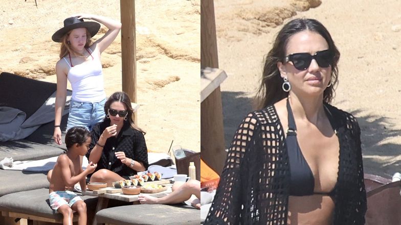 Jessica Alba na plaży w Mykonos