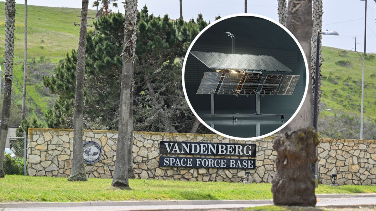 Na zdjęciu satelita czwartej generacji firmy ICEYE i baza Vanderberg, z której zostały wystrzelone na orbitę