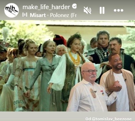 Mem z Lechem Wałęsą i Willem Smithem