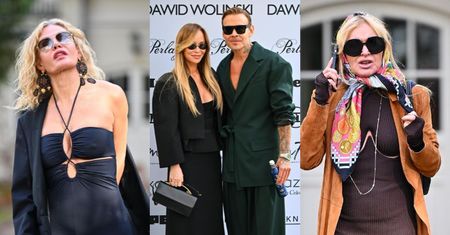 Wystrojone gwiazdy dokazują na pokazie Dawida Wolińskiego: Monika Olejnik, Joanna Przetakiewicz, Katarzyna Wołejnio
