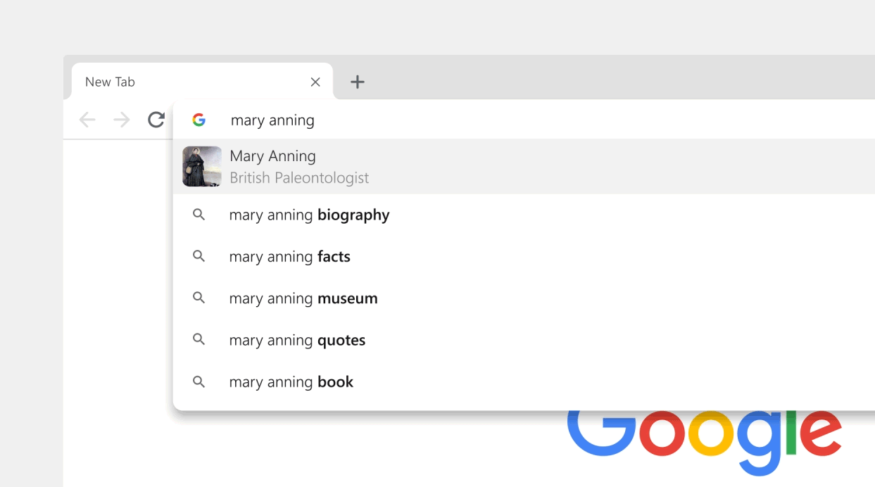Odświeżony Omnibox wyświetlający odpowiedzi na część zapytań, źródło: Google.