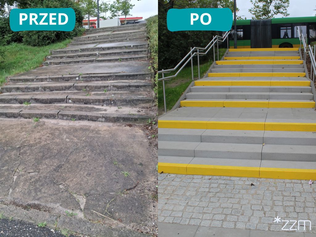 Poznań: Nowe schody prowadzące do Parku Traszki Ratajskie