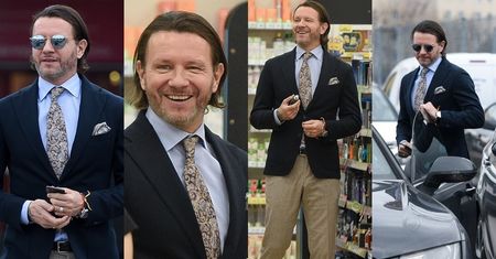 Stylowy Radosław Majdan wącha autorskie perfumy dla "energicznych mężczyzn" w drogerii (ZDJĘCIA)