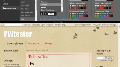 Projektant szablonów w Bloggerze 1