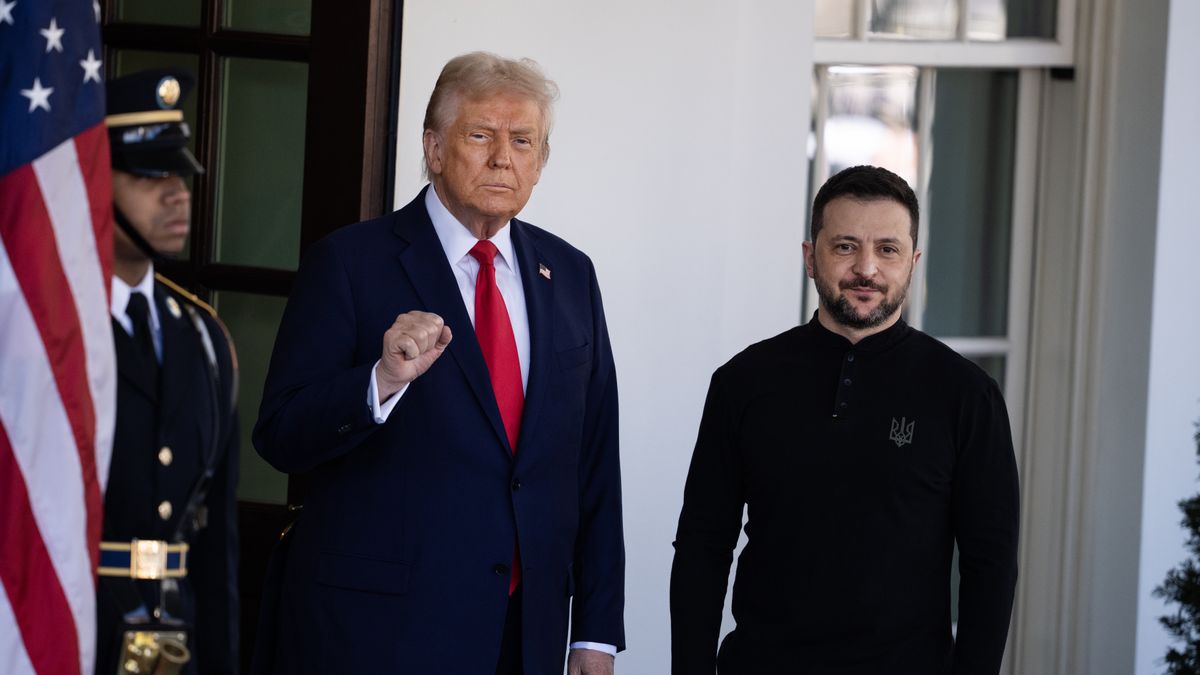 Donald Trump i Wołodymyr Zełenski w lutym 2024 roku