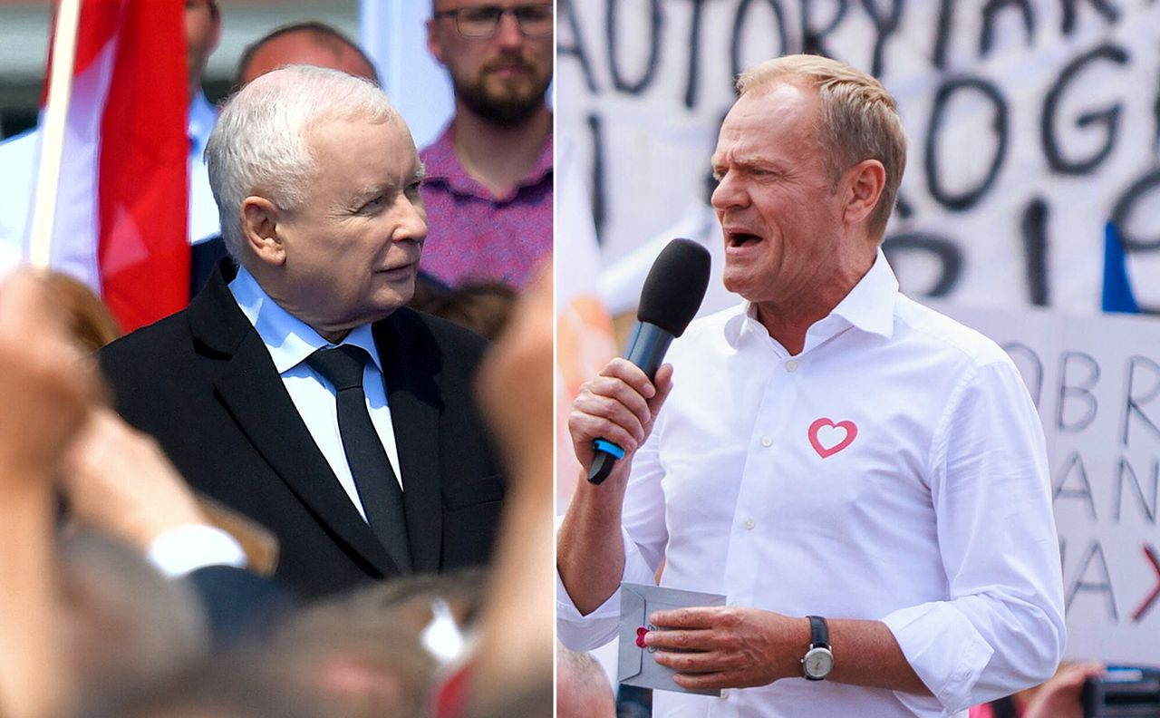 Krzyki i emocje. Starcie Tusk-Kaczyński, tłumy na wiecach