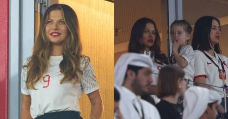 Anna Lewandowska z czerwonymi ustami i Klarą na rękach kibicuje Robertowi Lewandowskiemu z trybun (ZDJĘCIA)