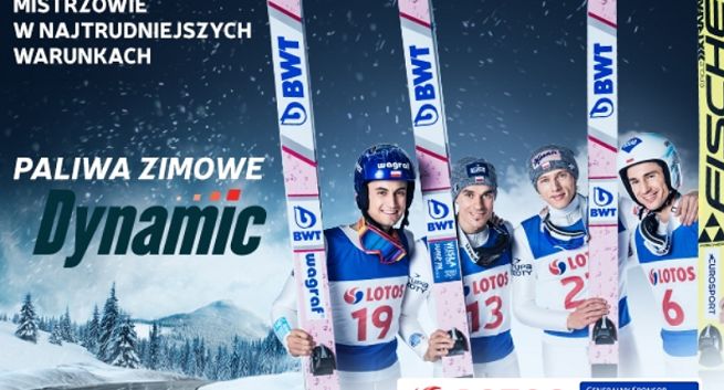 Kamil Stoch, Piotr Żyła, Maciej Kot i Dawid Kubacki z Tomaszem Rożkiem reklamują Lotos Dynamic Diesel (wideo)