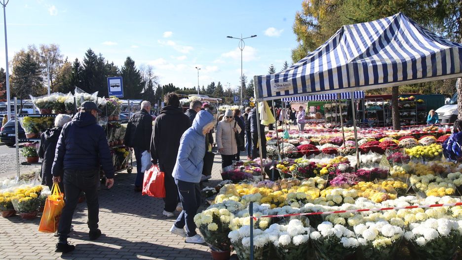 Piątkowe przedpołudnie zamieniło kielecki cmentarz w Cedzynie w morze ludzi, kwiatów i zniczy - mieszkańcy tłumnie ruszyli odwiedzić groby przed Dniem Wszystkich Świętych.
