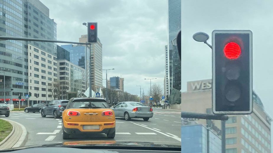 Julia Wieniawa przejeżdża na czerwonym świetle 