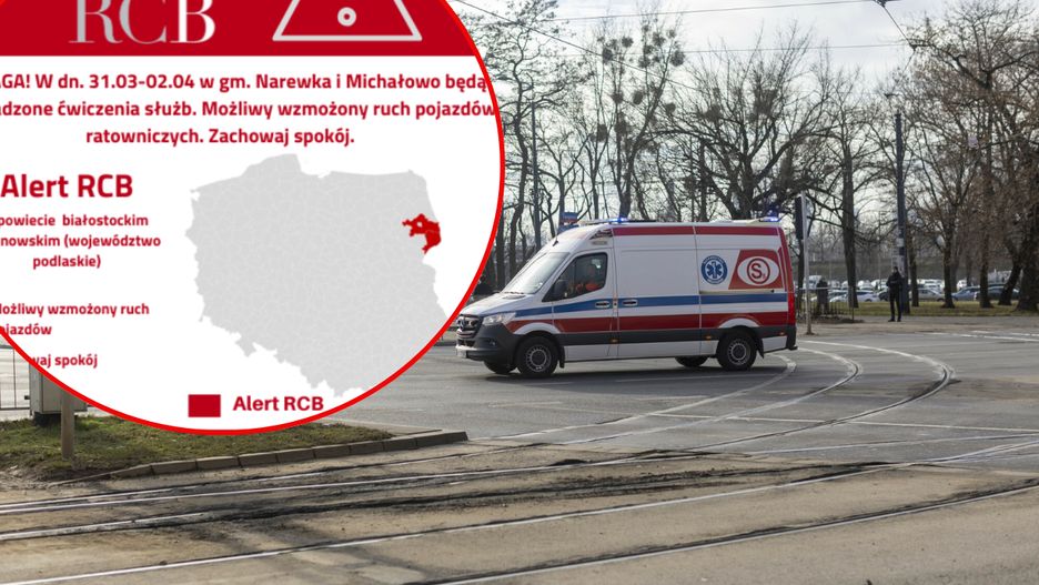 Alert RCB ogłoszono dla dwóch podlaskich powiatów