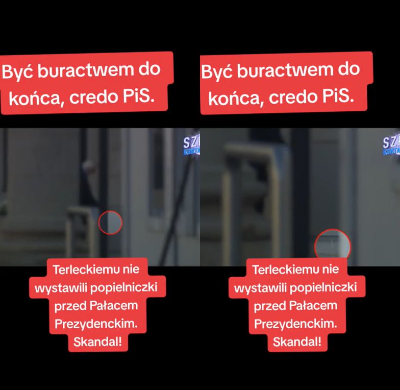 Ryszard Terlecki wyrzuca niedopałek przed Pałacem Prezydenckim