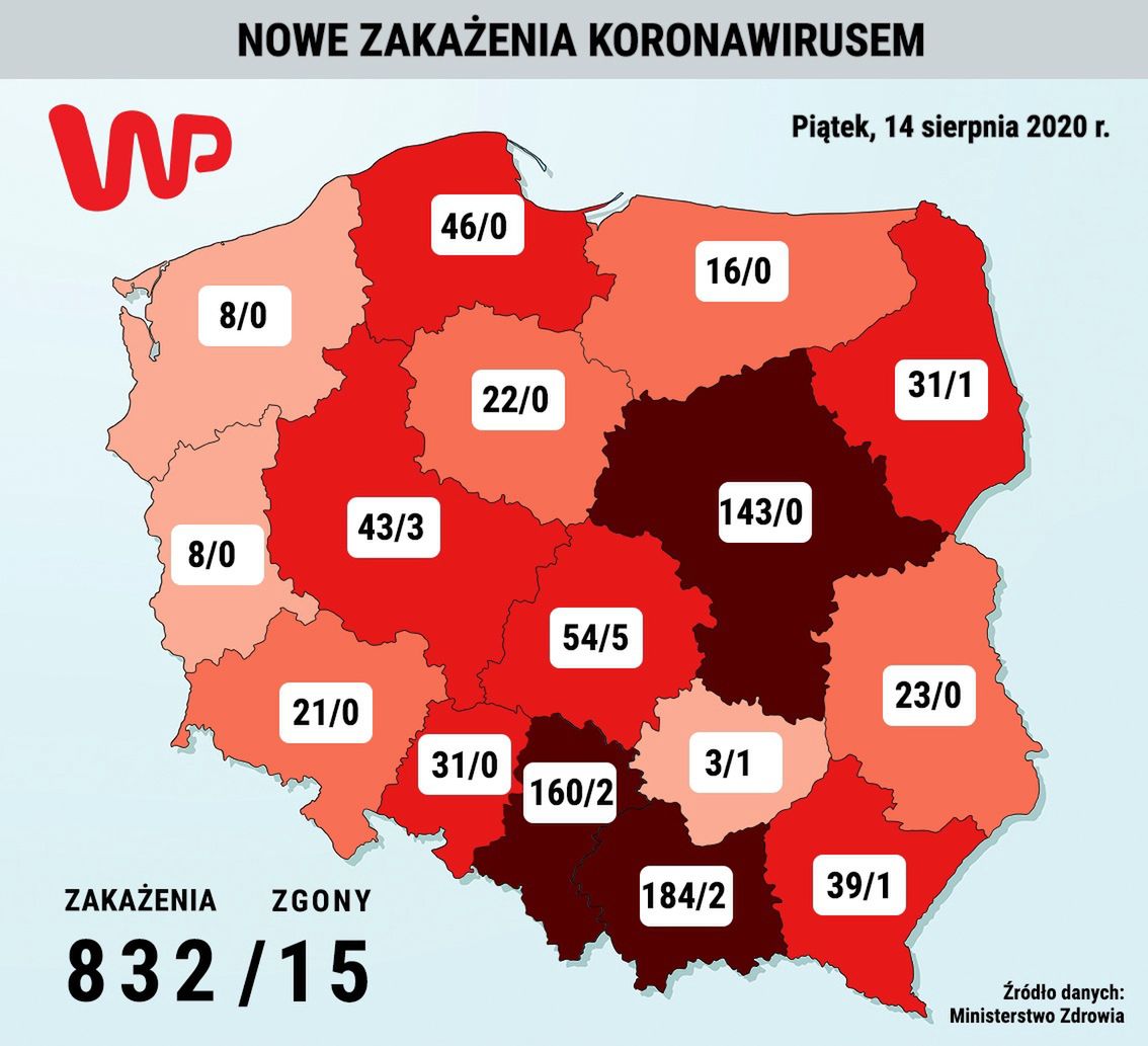 Nowe przypadki zakażeń w Polsce