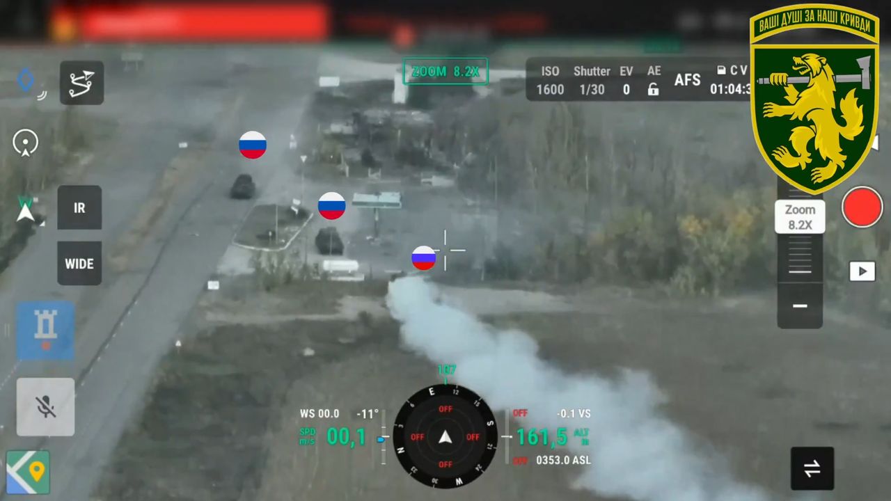 The moment just before the collision of two Russian BTR-82As.