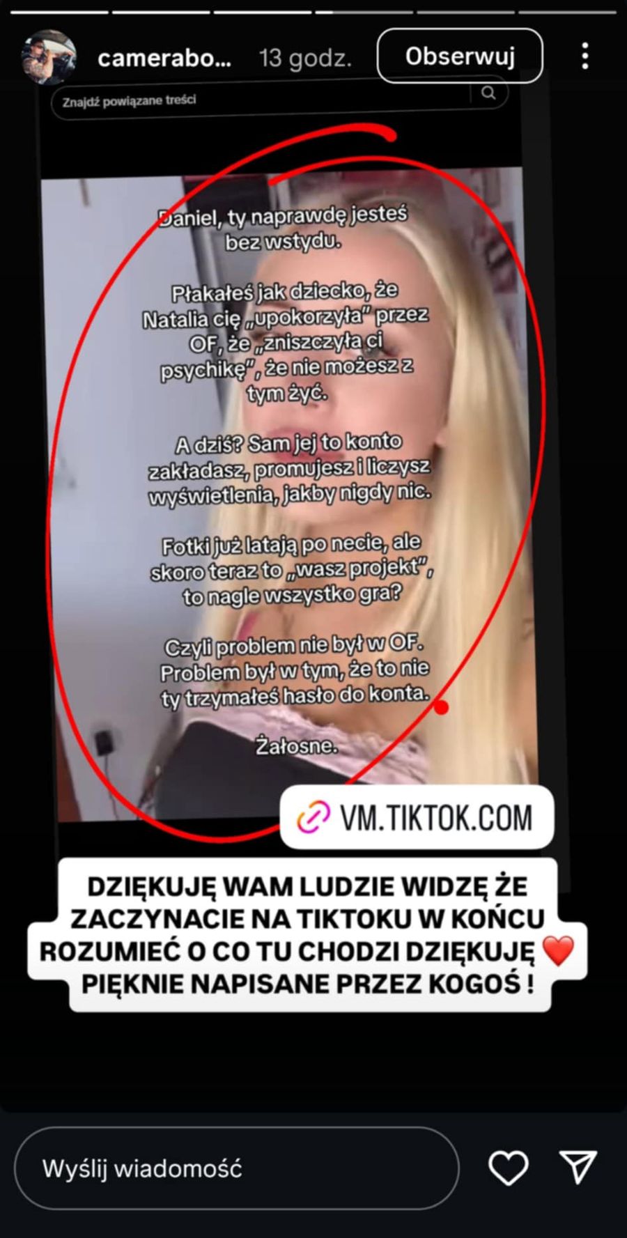Cameraboy krytykuje niebieską platformę Natalii?