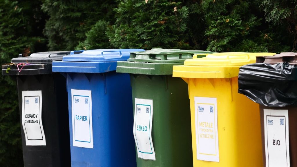 Garbage Bins In Poland
Garbage bins are seen in Krakow, Poland on October 31, 2024. (Photo by Jakub Porzycki/NurPhoto via Getty Images)
NurPhoto
cans, municipal services, waste reduction, public health, sustainable practices, waste, trash containers, media coverage, bin, cleanliness, glass, european city, jakub porzycki, urban cleanliness, refuse collection, bio, city maintenance, waste disposal, containers, urban living., urban planning, nurphoto, urban environment, civic responsibility, recycle, colours, environmental protection, environmental awareness, garbage bins, colour, october 31, sanitation, public infrastructure, mixed, photojournalism